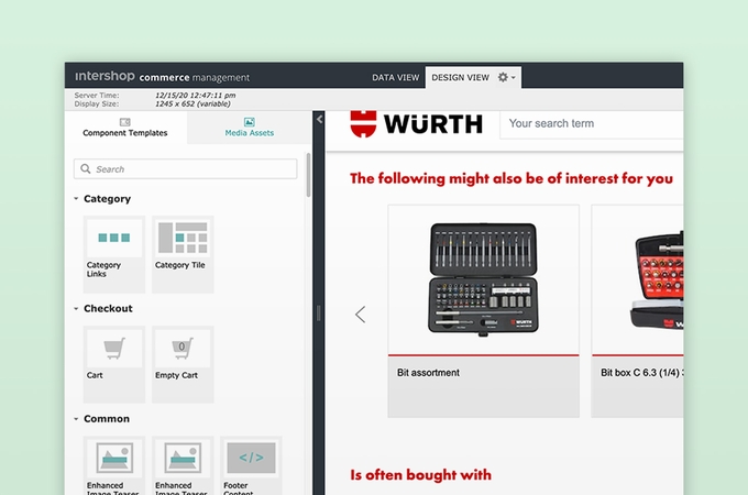 backendview design view of intershop commerce management