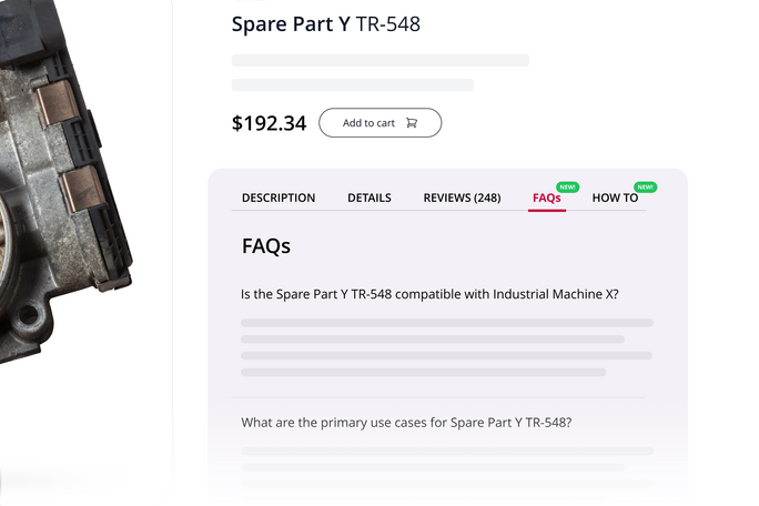 Ansicht des Intershop Product Content Agent, der SEO- und GEO-optimierte Produktinhalte wie FAQ- und How-to-Bereiche erstellt, um die Sichtbarkeit in Suchmaschinen und generativen KI-Systemen zu verbessern.