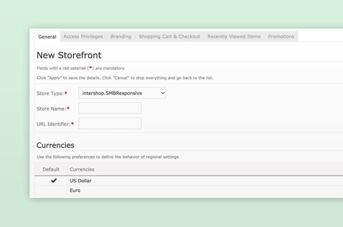 Screenshot: Set up responsive stores quickly