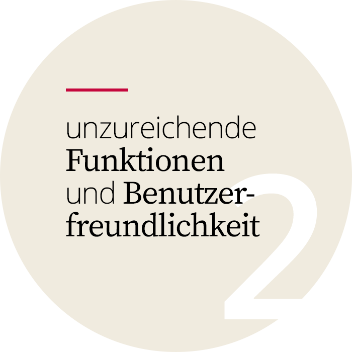 Wann ist die Zeit für Replatforming? Faktor 2 - unzureichende Funktionen und Benutzerfreundlichkeit
