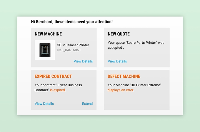 backend view of Intershop customer portal with self-service-options