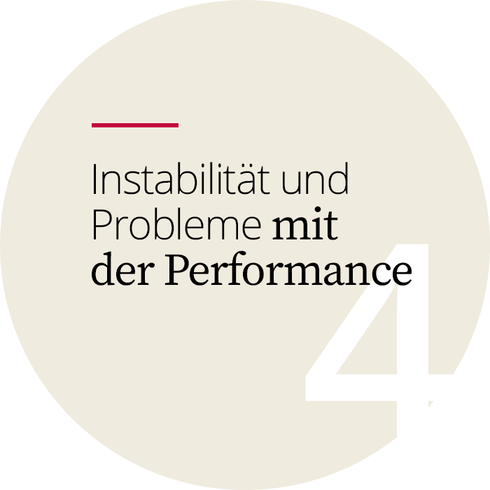 Wann ist die Zeit für Replatforming? Faktor 4 - Instabilität mit der Performance